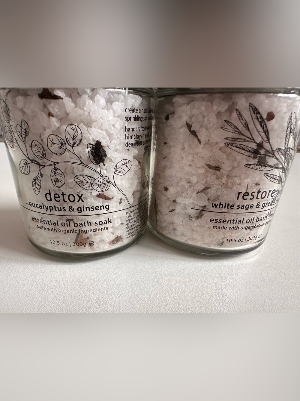 2 JARS - White Bath Salts Soak – DETOX & RESTORE Mineral Relaxation